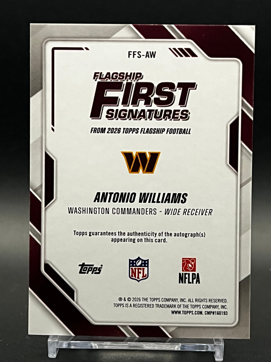 2026 Topps Flagship Antonio Williams Rookie Auto FFS-AW | Commanders