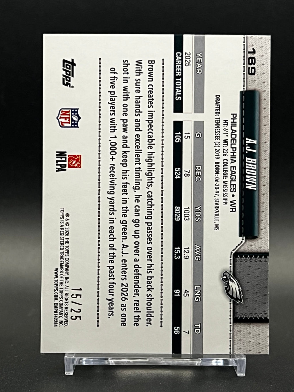 2026 Topps Flagship A.J. Brown Orange Sand Glitter /25 #169